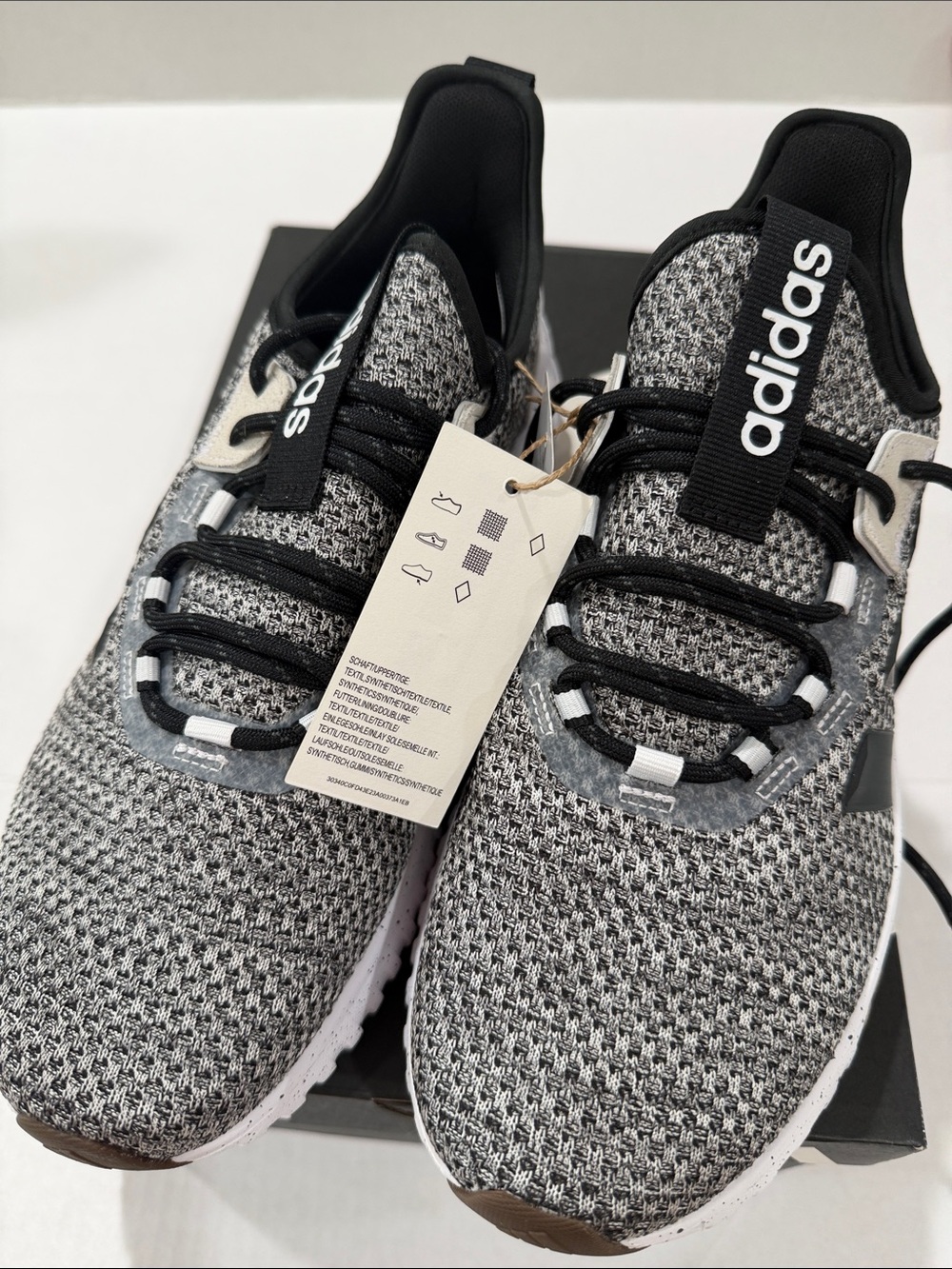 adidas Grey and Black Knit Athletic Sneakers